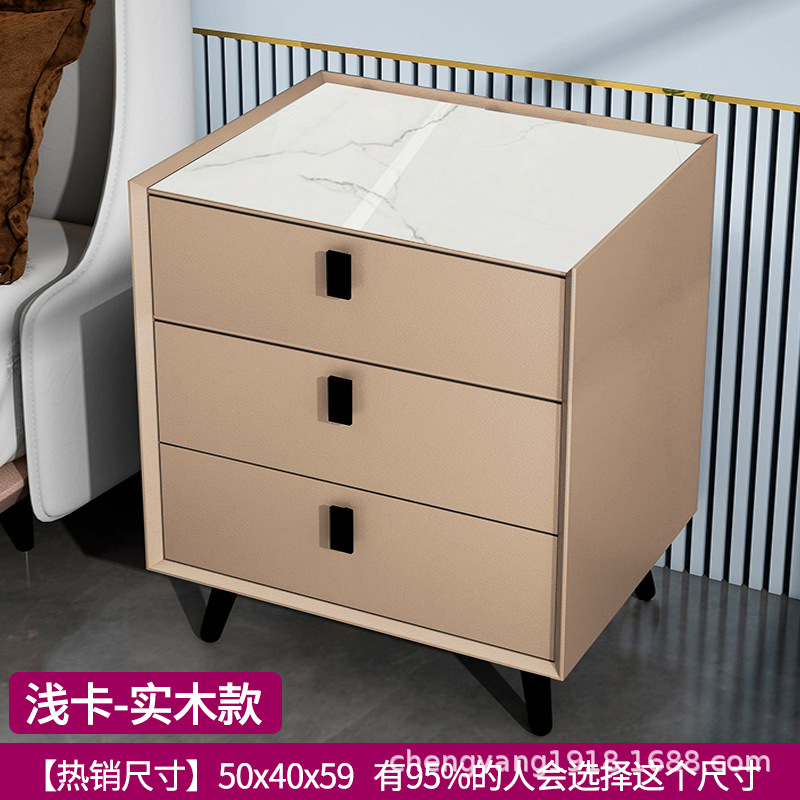 Mesita de noche madera maciza Placa de roca simple moderno Internet celebridad dormitorio mesita de noche protección del medio ambiente todo partido gabinete de almacenamiento mesita de noche