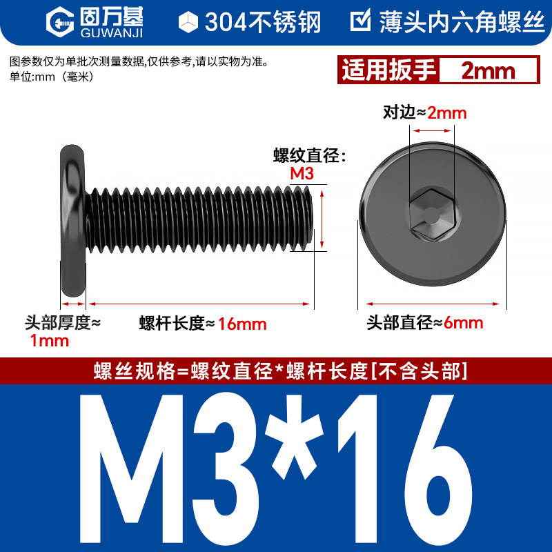 304 black m3*16