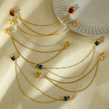 跨境新款方形锆石不锈钢领针欧美时尚百搭高级感衬衫领口装饰饰品