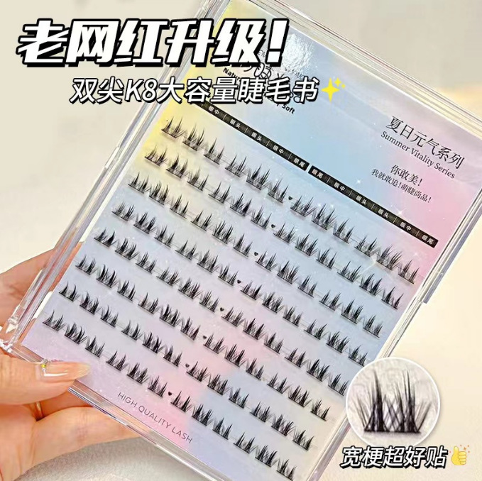 萌えまつげ尚品12列大容量猫精霊漫画自然偽まつげ単クラスタ段階式悪魔上鏡まつげ|undefined