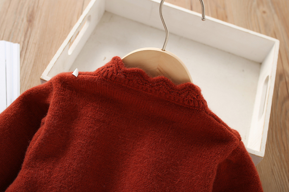 Girls Cardigan Sweater Embroidered Floral Knitted Autumn Winter_voghion.com