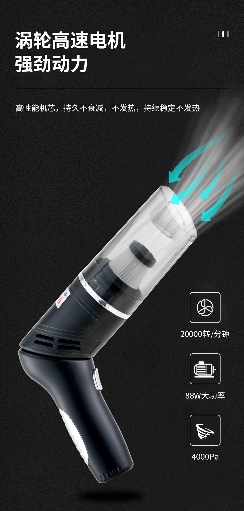 Car Vacuum Cleaner High Power Strong Suction Car Vacuum Cleaner Car Handheld Wireless Charging Folding Vacuum Cleaner