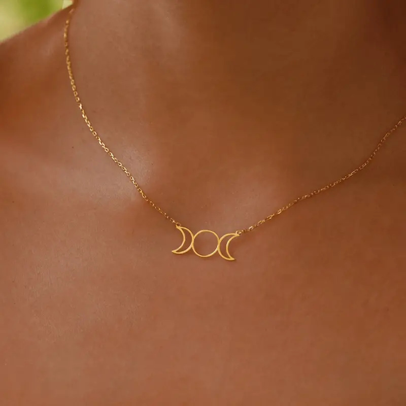 Long Necklace Moon Constellation Stainless Steel Pendant For Women_voghion.com