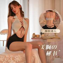 漫夜情性感秘书制服诱惑情趣内衣套装女露背绑带透视性感睡衣OL装