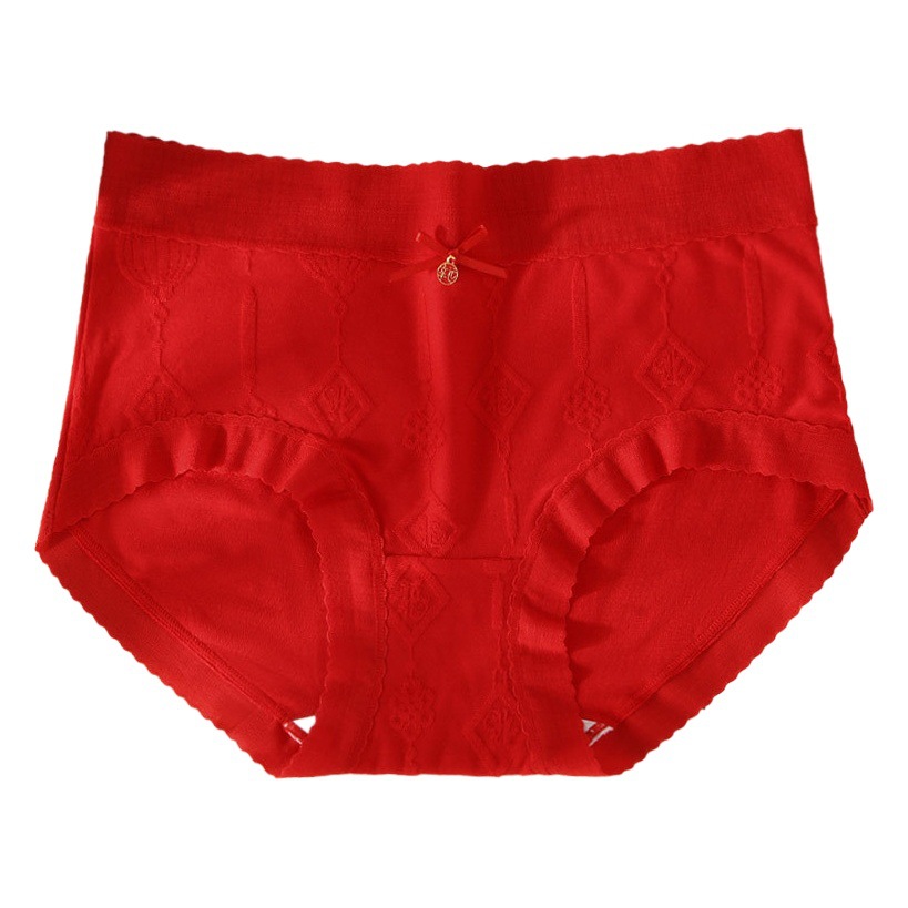 Año DE NACIMIENTO ropa interior roja entrepierna de algodón para mujer antibacteriano sin costuras cintura alta conejo año dragón boda calzoncillos de algodón