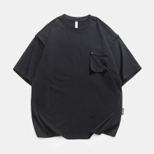 FORN3 2024夏季新款纯色立体口袋休闲T恤衫男日系宽松圆领短袖男