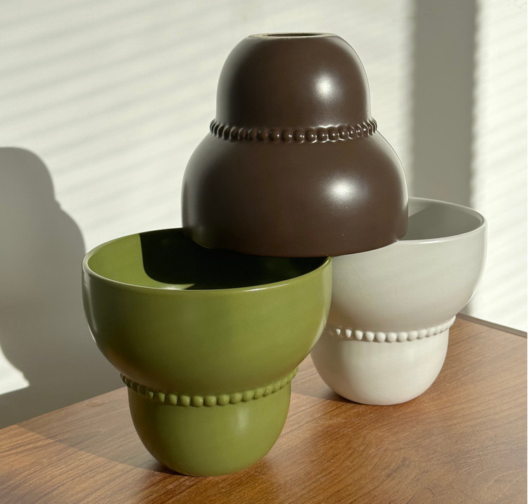 Ceramic Flower Pot High Grade Solid Color Korean Style Planter_voghion.com