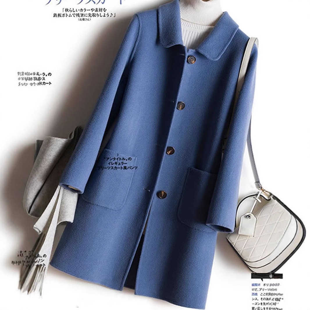 Double-sided woolen long demi-season woolen coat