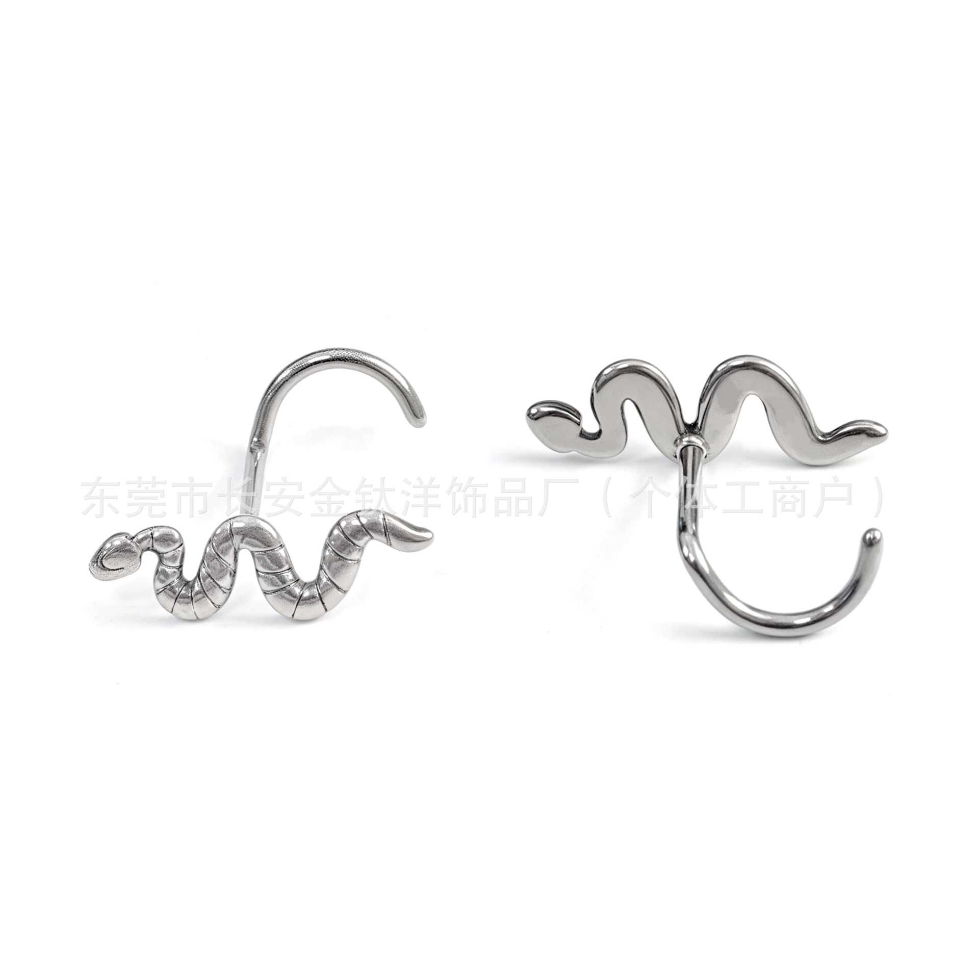 F136 Titanium Integrated Snake-Shaped Nose Stud Nose Ring Ear Bone Stud Earring G23 Titanium Alloy Body Piercing Jewelry detail image 8