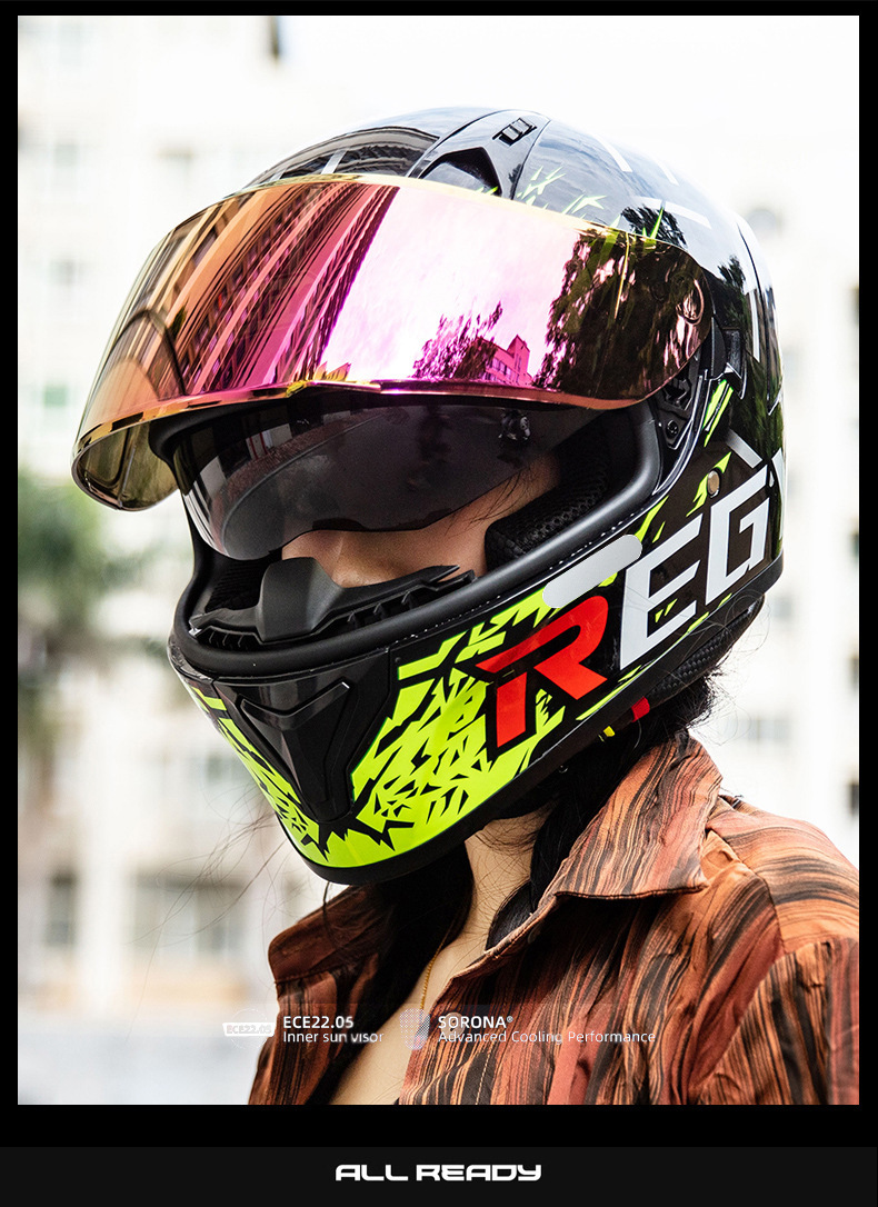Motorcycle Helmet Full Helmet DOT/3C Certification New National Standard Class A Male and Female Double Lens Electric Vehicle Full Helmet