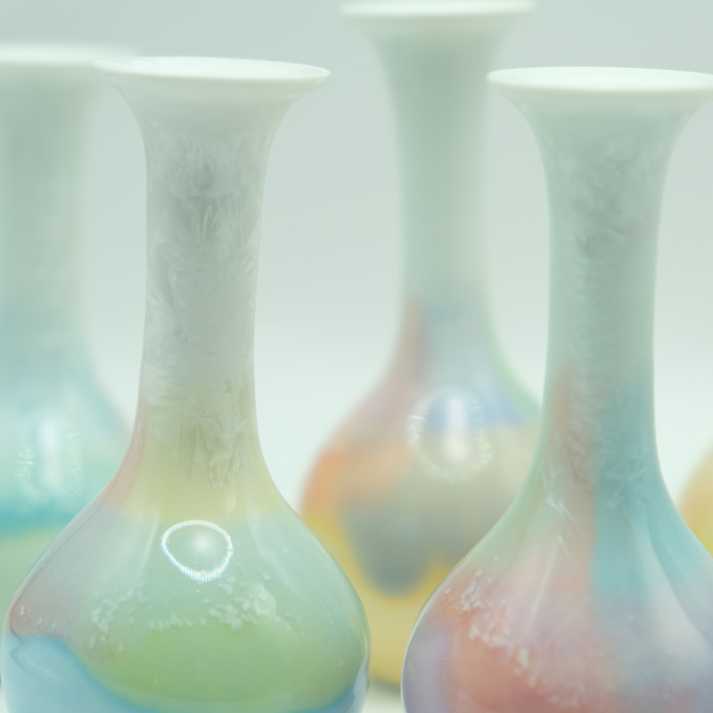 結晶釉薬陶磁器ミニ花瓶高級感水培花挿し装飾品机客間デスクトップ芸術装飾品|undefined