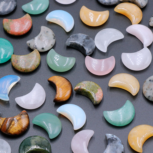 Natural Crystal Agate Semi-Precious Stones 20mm Moon Cresent Crystal Craft Decor Small Gift DIY Cross-border