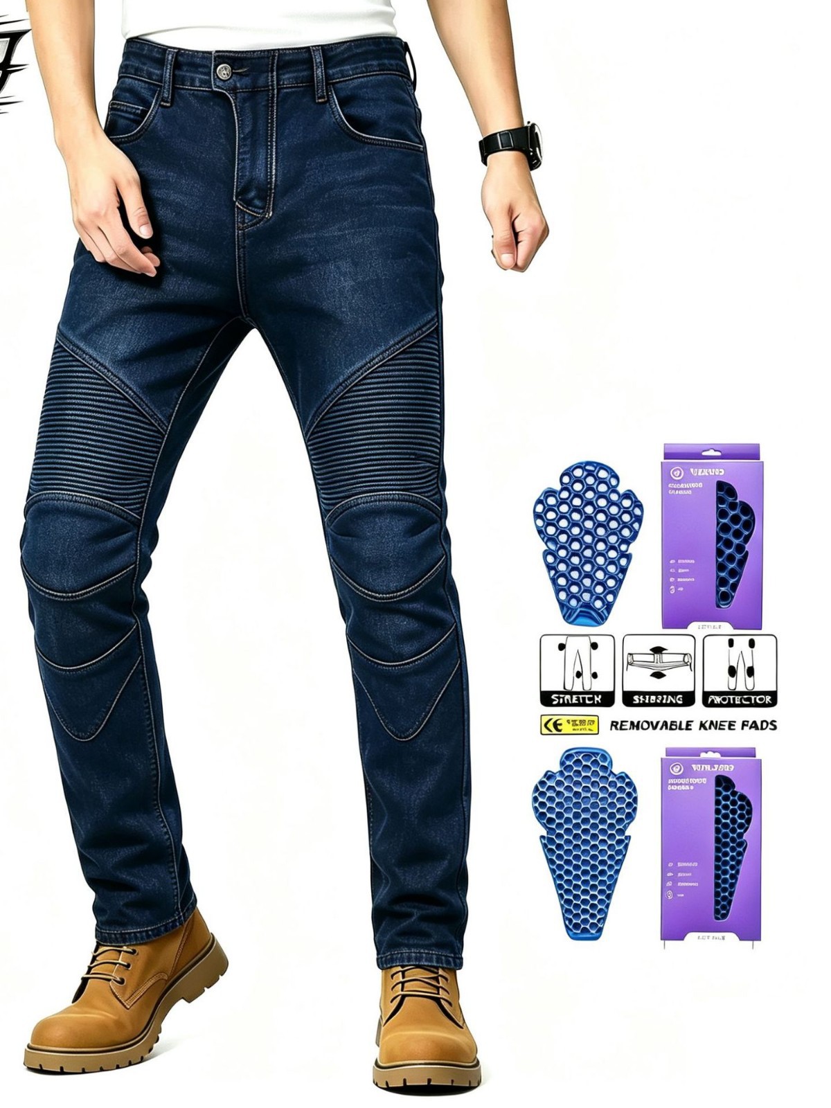 VOLERO motocicleta jeans pantalones de cintura alta para hombres pantalones de montar en motocicleta pantalones de invierno forrados de lana impermeable cálido anti-caída Pantalones