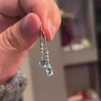 Серьги Minsen Aquamarine Mermaid Tear, женские ретро-серьги в дворцовом стиле, нишевые дизайнерские серьги, высококачественные прецизионные серьги