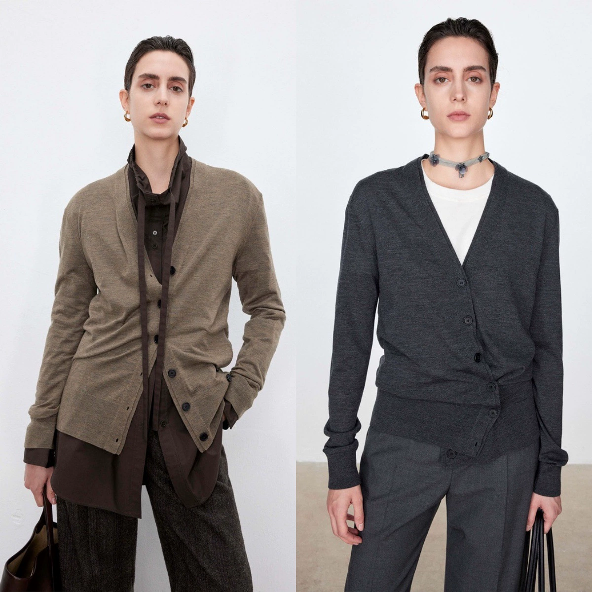 JOC/счетчик Yunrou Чувство Германии Янцзы пряжа шерсть модный двухслойный воротник дизайн асимметричный кардиган