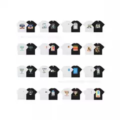 Casablanca Spring/Summer New Arrival Painted Print T-Shirt for Men and Women, Celebrity Style, Short Sleeves