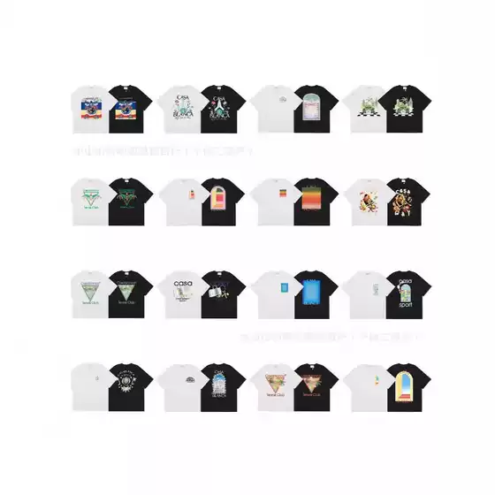 Cross border foreign trade Casablanca spring and summer new item painted and printed CASA star style short sleeved T-shirt for men and women