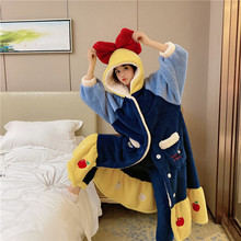 一件代发连帽睡袍 冬季保暖女士套装 批发暖暖睡衣加厚卡通家居服