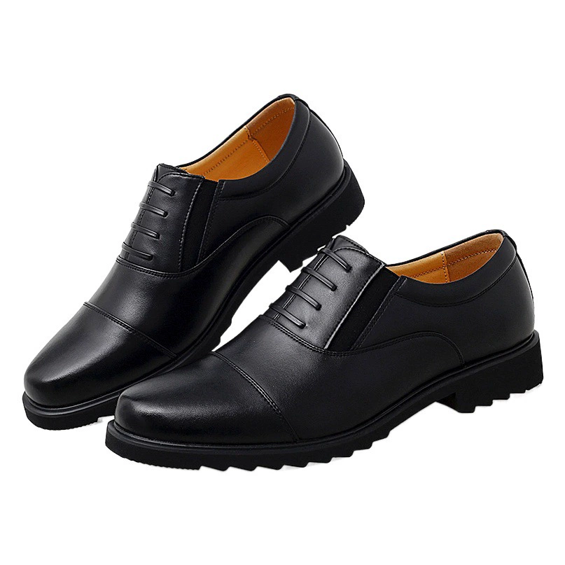 Мужские деловые повседневные кожаные туфли, трехсоставные рабочие туфли в стиле безопасности, черные мужские туфли с мягкой подошвой и нескользящей поверхностью, дышащие и удобные.