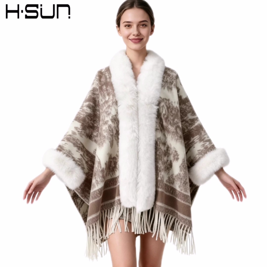 Nuevo punto de alta sensación capa de chal retrógrado elegante estilo nacional lana chal cálido estilo nacional universal