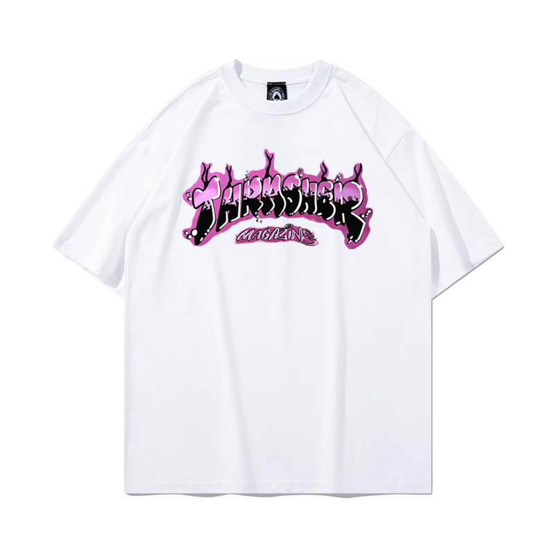 Thrasher Spray-Painted Summer New Letter Print Unisex Loose Short-Sleeve T-Shirt Cotton Factory Direct Sales Looking for Agents Thrasher Spray-Painted Summer New Letter Print Unisex Loose Short-Sleeve T-Shirt Cotton Factory Direct Sales Looking for Agents