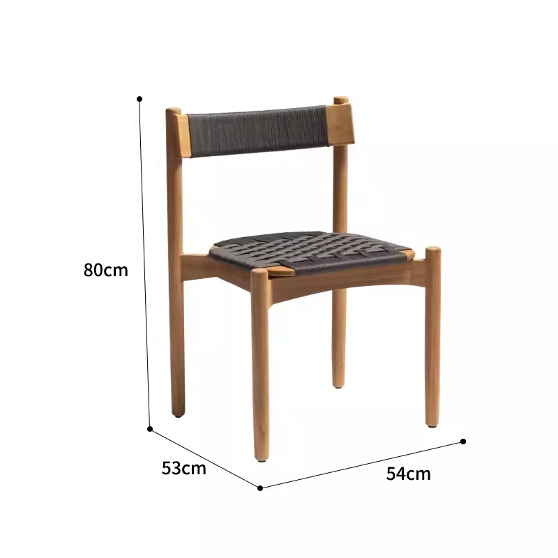 Mesas y sillas de teca al aire libre jardín patio balcón ratán tejido estilo nórdico ocio madera maciza impermeable silla de ratán combinación de tres piezas