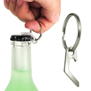 Cross-border supply stainless steel mini beer bottle opener multi-purpose keychain outdoor EDC can opener