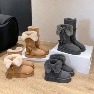 8cm�����߃ɴ�ѩ��ѥŮ2025���¿ů��߅��Ь�ӽqƤ������Ͳѥ