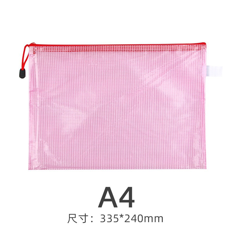 Logo imprimible bolsa de archivo de malla personalizada A4 oficina transparente bolsa de cremallera portátil bolsa de datos de estudiantes al por mayor