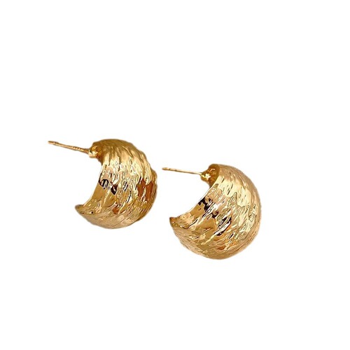 Retro metal exaggerated atmospheric earrings light luxury high-end earrings plain hoop earrings 2024 new earrings trend