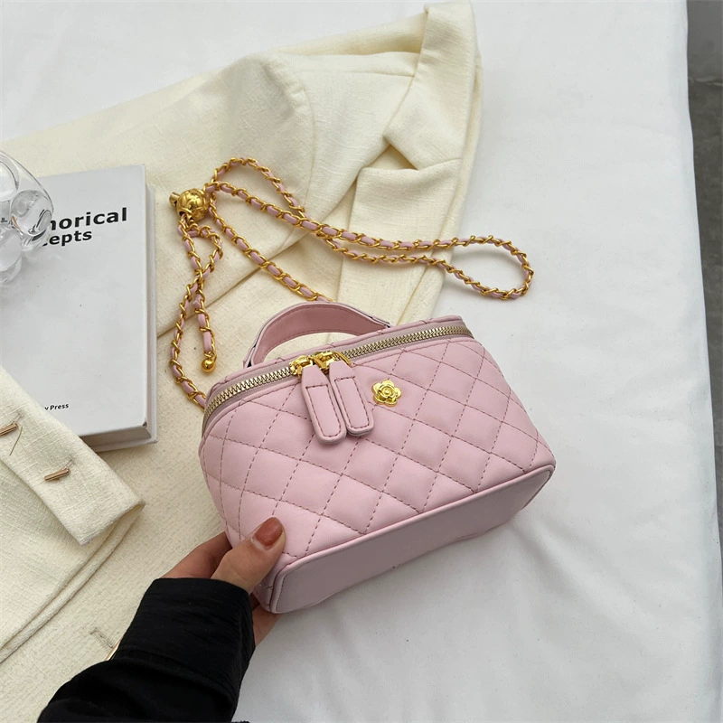 Square box, trend fashionable small bag, universal shoulder bag with diamond pattern
