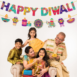 Diwali Holiday Theme Party Paper Flags Indian Festival Garland Background Party Decoration Balloon Props