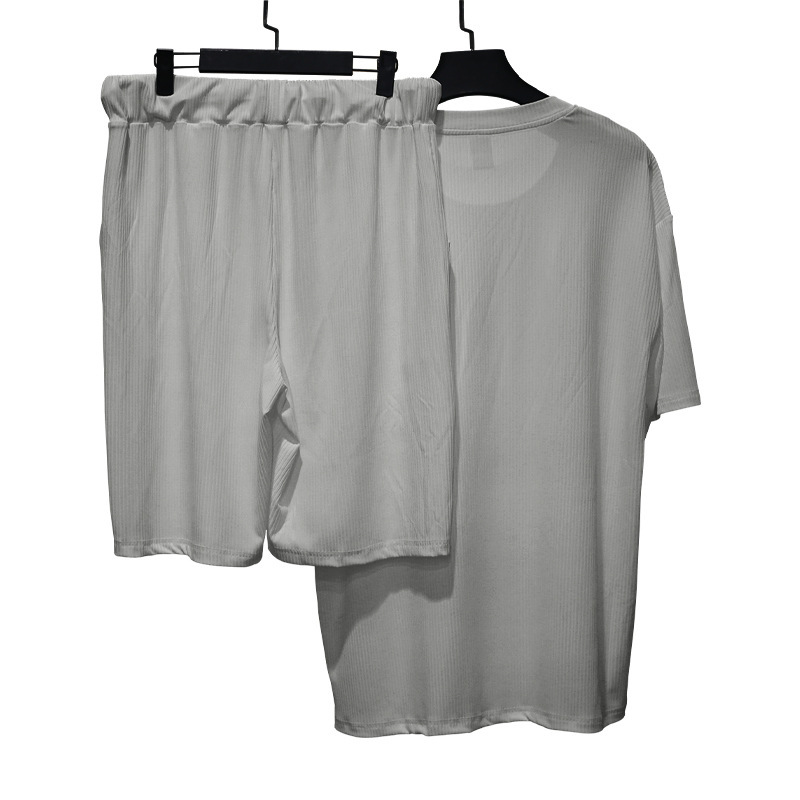 Herren Freizeit Set Aus Gerippter Eisseide Mit Shorts_voghion.com