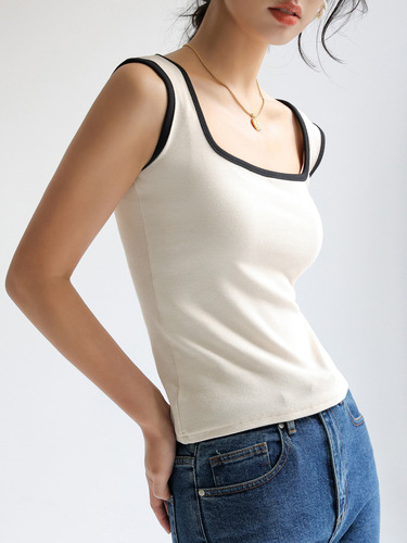 Carefully selected wide-border anti-exposure white bottoming camisole for women to wear in summer, covering the breasts and wearing a sleeveless top