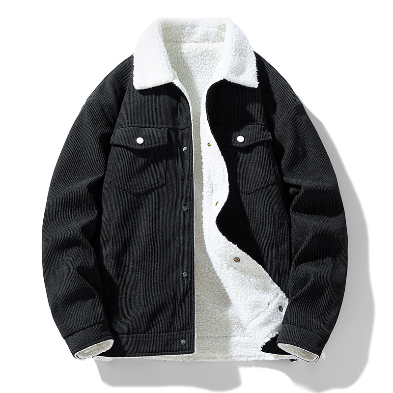 冬の新型男性のレトロなファッションブランドとベルベットの保温襟付き綿服ファッションカジュアルな綿服|undefined