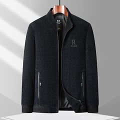爸爸装雪尼尔夹克中年男士春秋季外套中老年人爷爷秋款休闲上衣服