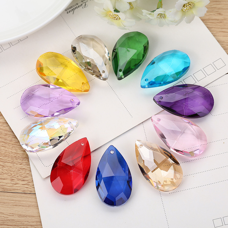 Crystal Water Drop Mesh Maple Leaf Pendant DIY Jewelry Hairpin Loose Beads Hanging Ornaments Bead Curtain Door Curtain Sun Catcher Accessories