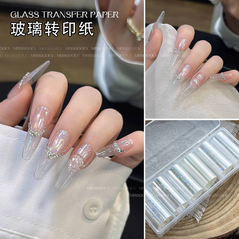 网红爆款玻璃转印纸6格2025年新款多彩透明偏光转印装饰品DIY美甲|undefined
