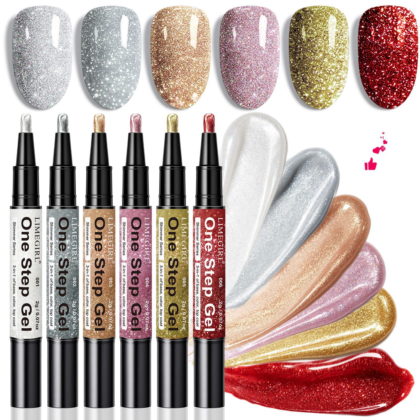 Cross-border best-selling 3-in-1 one-step gel nail polish with pearl shimmer, no need for top coat, base gel, nail polish gel, phototherapy gel