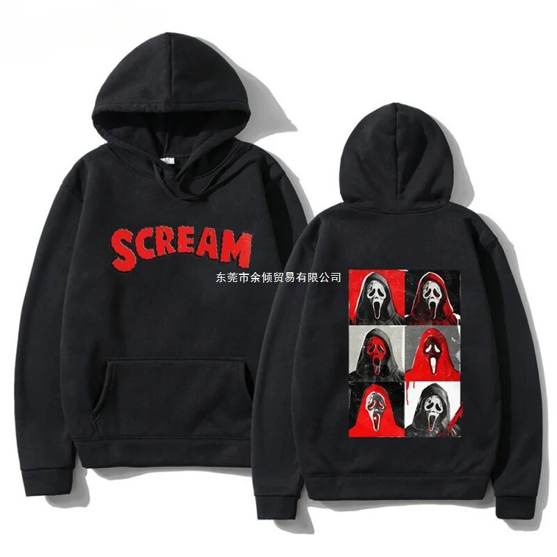 Europe and America Scream Around Hoodie Long-Sleeve Hooded Sweatshirt Unisex Y2K Street Fashion Set