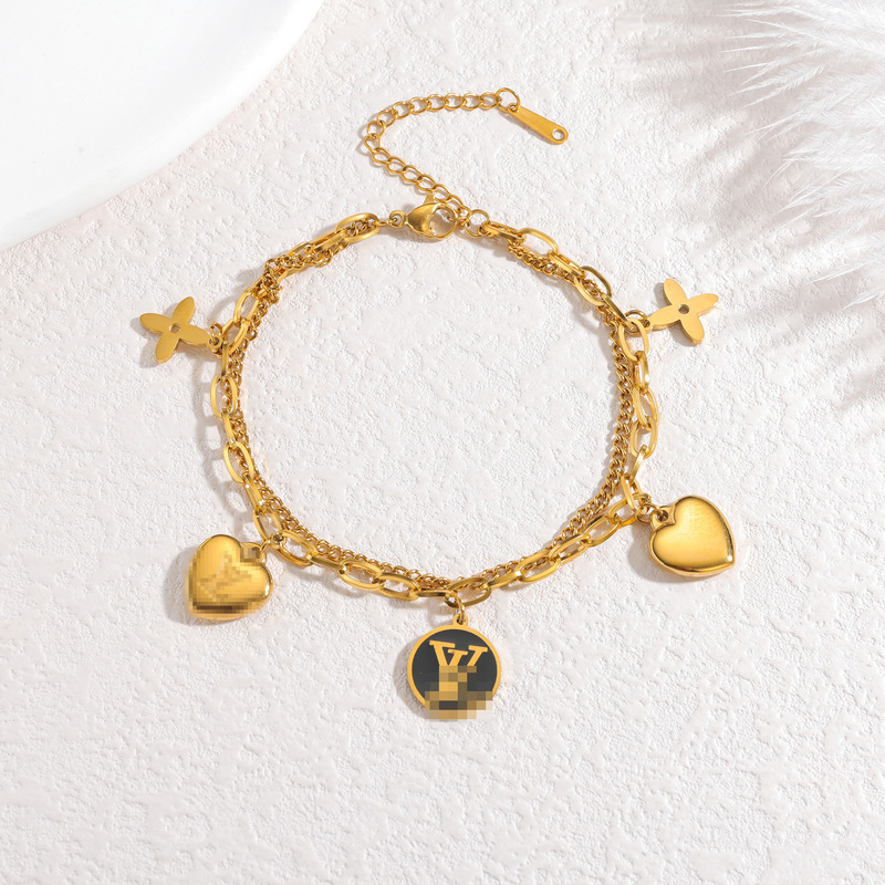 Dongguan Titanium Steel Jewelry Does Not Fade, Donkey Brand Replacement Heart Four-Leaf Clover High Luxury Classic Stainless Steel Bracelet for Women Dongguan Titanium Steel Jewelry Does Not Fade, Donkey Brand Replacement Heart Four-Leaf Clover High Luxury Classic Stainless Steel Bracelet for Women