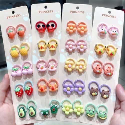 10 pieces ~ Threaded thumb ring, cute cartoon candy color bow, simple and versatile female headwear, children's small ring