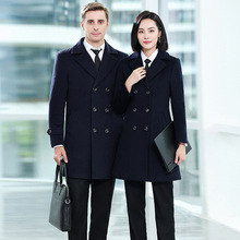 羊毛职业装银行工作服酒店前台收银呢子大衣中长款外套女秋冬装男