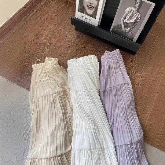2025 High-Waisted Fairy Skirt Pleated Skirt Long Skirt Gentle Style Purple Skirt Women's Spring and Summer Elegant Versatile Skirt