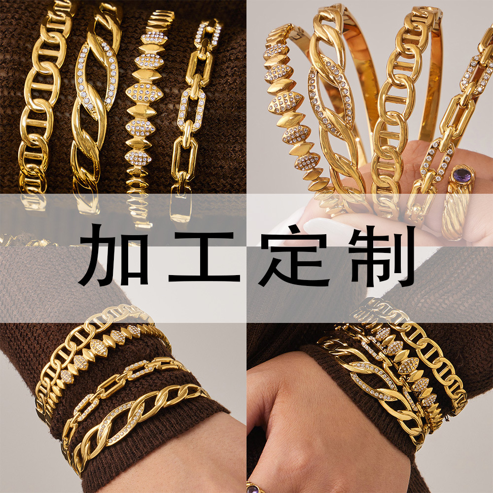 Customized Stainless Steel Full Diamond Bracelet, Niche Exquisite Versatile Everyday Bracelet, Simple Hand Jewelry Wholesale