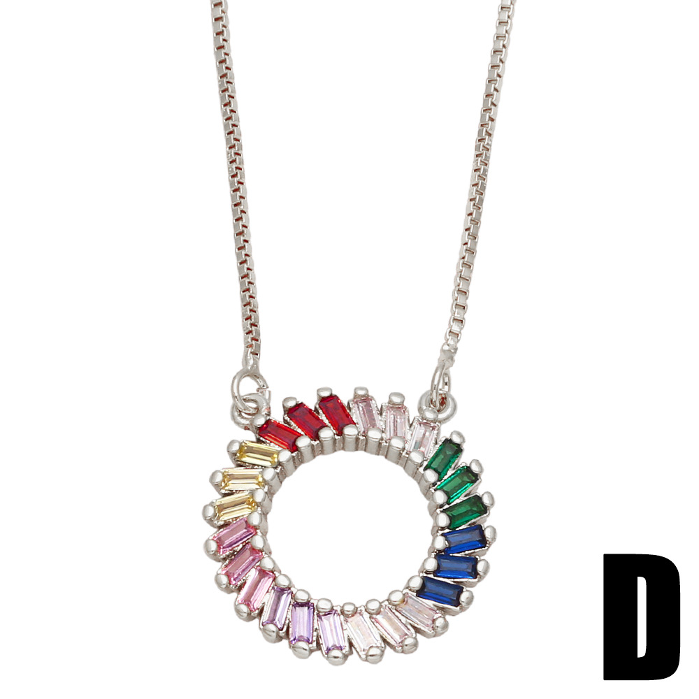 Fashion Round Copper Pendant Necklace Inlay Zircon Copper Necklaces