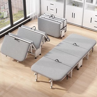 Folding Bed Single Portable Office Lunch Break Nap Bed Household 40% Fold Rental Room Simple Accompanying Iron Frame Bed