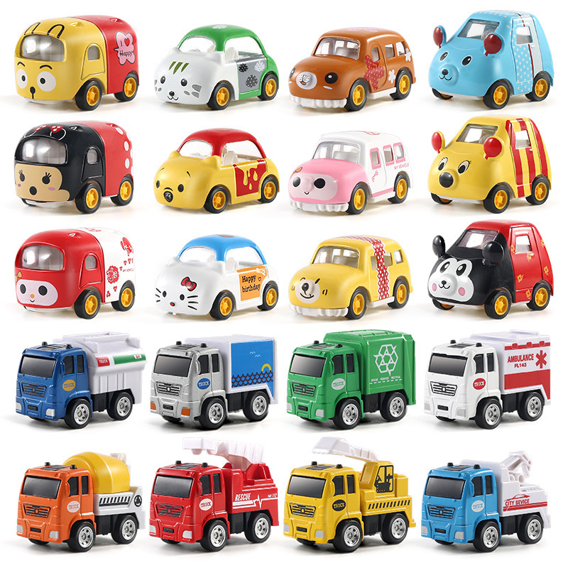 Q version children's toy car back Force fall-resistant alloy car model set mini pocket car boy toy wholesale