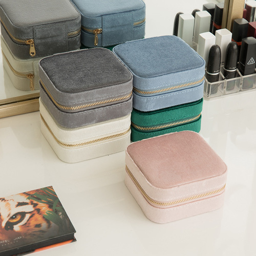 Fleece Fabric Jewelry Box for Necklaces, Bracelets, Earrings, and Accessories with Mirror - Travel Convenient and Instagram Style