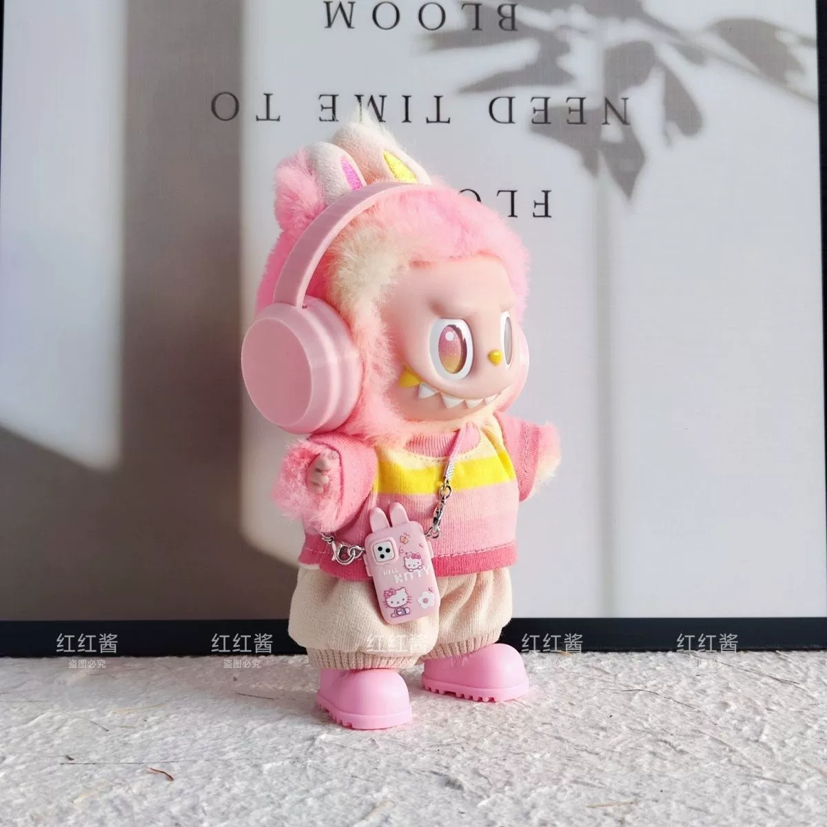 Детская одежда Labubu, Labubu второго поколения, 17 см, макарон, третьего поколения, радужный костюм с короткими рукавами и манжетами в виде медведя